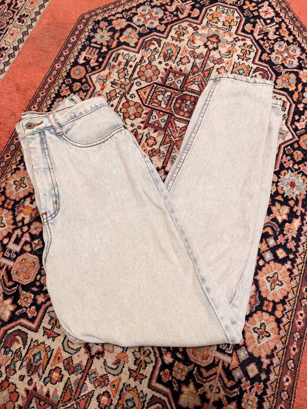 BONJOUR VINTAGE LIGHT WASH HIGH WAIST BOW DETAIL JEANS Sz 26 - Picture 8 of 9